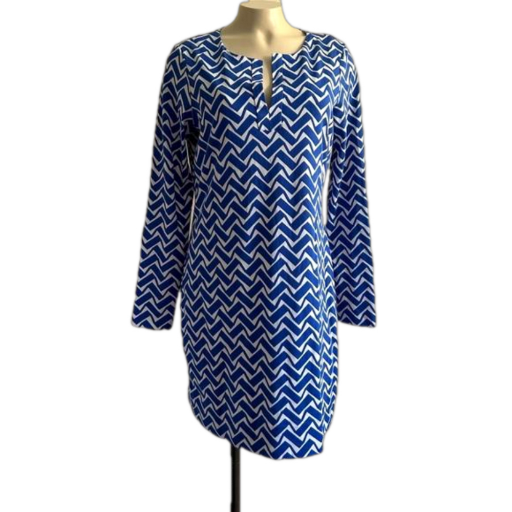 Dvf REINA L/S zig zag cotton/silk blend zigzag dress sz 10 NWT